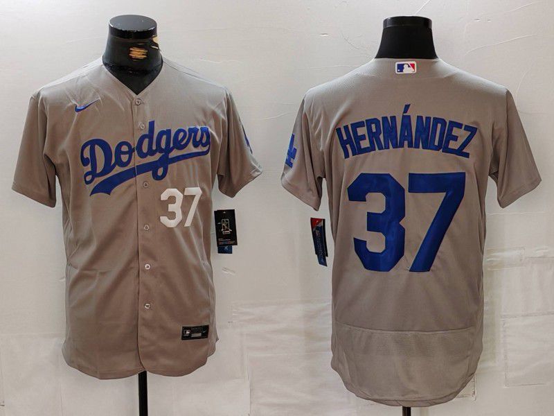 Men Los Angeles Dodgers #37 Hernandez Grey Nike Elite 2024 MLB Jersey style 7261->los angeles dodgers->MLB Jersey
